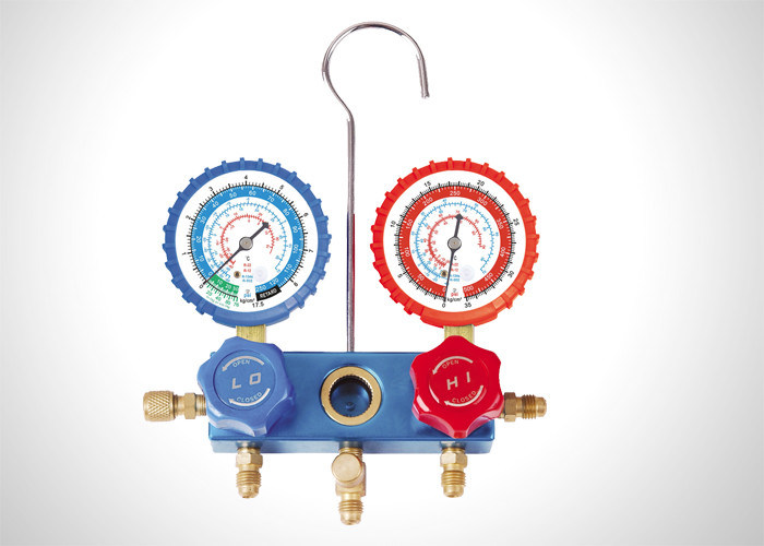 Aluminum Refrigerant Pressure Gauge , Dual Air Conditioning Hvac Gauge Set