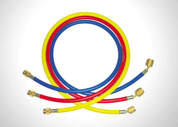 Red Yellow Blue R134a Charging Hose , Ac Refrigerant Hose With 1/4" SAE