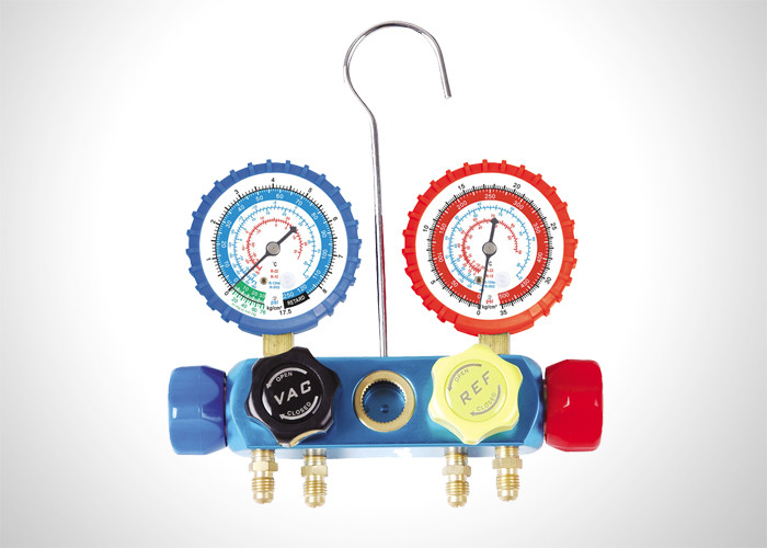 Aluminum Refrigerant Pressure Gauge , Dual Air Conditioning Hvac Gauge Set