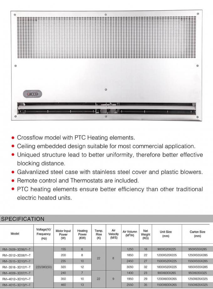 Super Silent Industrial Door Air Curtains Plastic Blower Ceiling