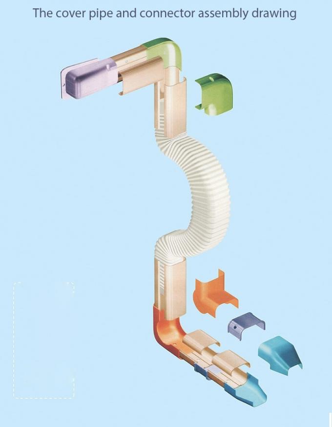 80mm White Split Air Conditioner Pipe Cover PVC Decorative Duct Kits